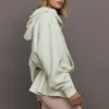 Cream Peplum Drawstring Waist Hoodie