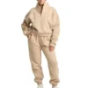 Womens Beige Half Zip Oversized Sweatshirt