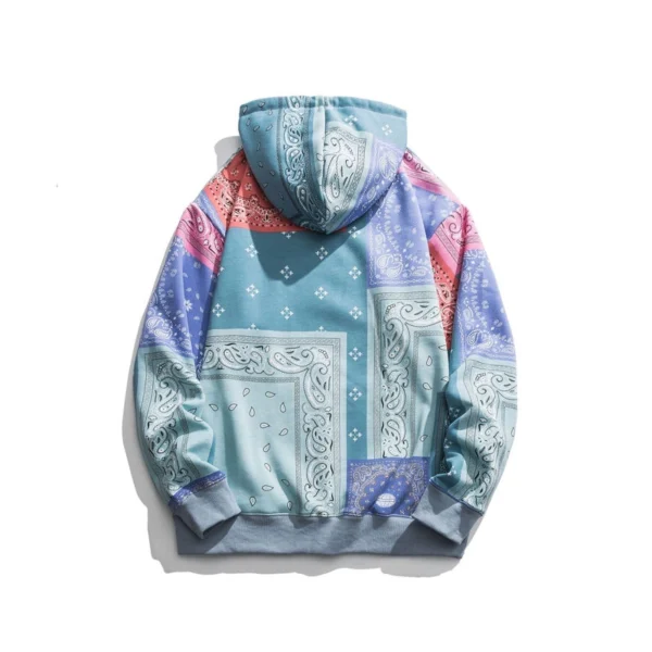Womens Bandana Patchwork Pullover Hoodie Womens Bandana Patchwork Pullover Hoodie