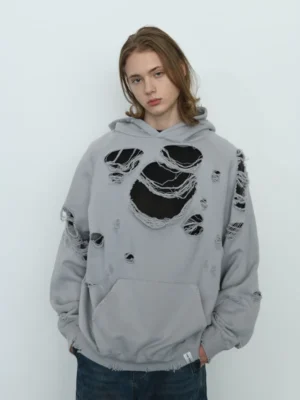 Heavily Distressed Oversized Grunge Hoodie