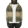 Gradient Wash Studded Zip-Up Hoodie with Statement Text Gradient Wash Studded Zip-Up Hoodie with Statement Text