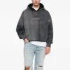 Grey Washed Oversized Layered Pullover Hoodie Grey Washed Oversized Layered Pullover Hoodie