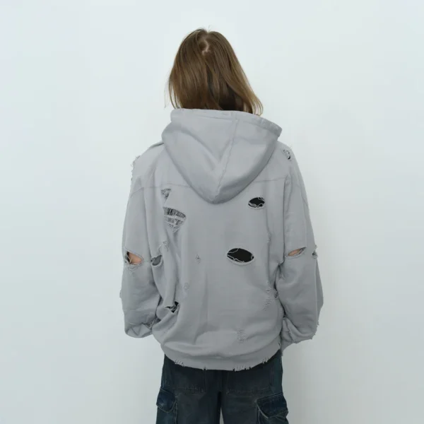 Heavily Distressed Oversized Grunge Hoodie