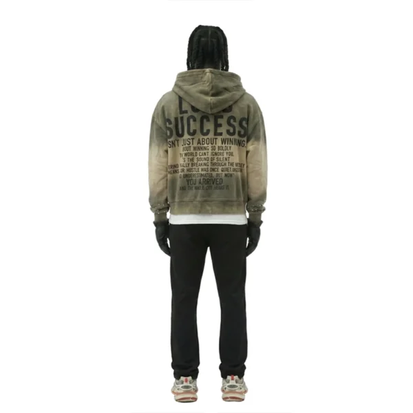Gradient Wash Studded Zip-Up Hoodie with Statement Text Gradient Wash Studded Zip-Up Hoodie with Statement Text