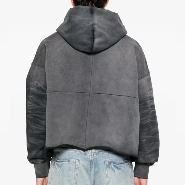 Grey Washed Oversized Layered Pullover Hoodie Grey Washed Oversized Layered Pullover Hoodie