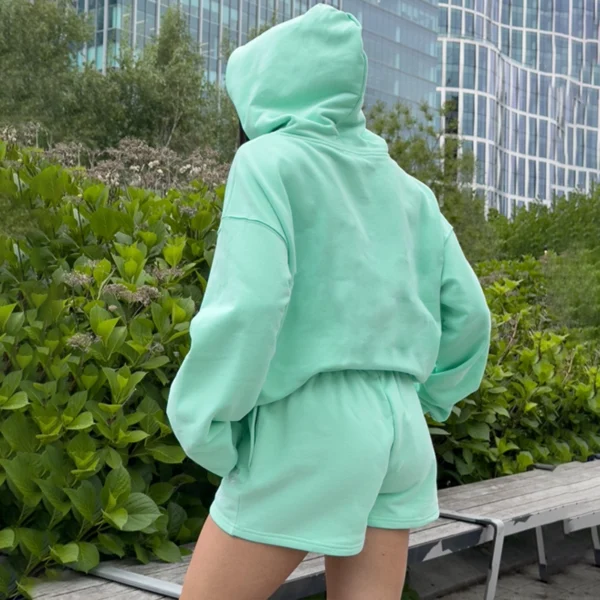 Mint Green Oversized Hoodie Shorts Set Mint Green Oversized Hoodie Shorts Set