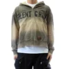 Gradient Wash Studded Zip-Up Hoodie with Statement Text Gradient Wash Studded Zip-Up Hoodie with Statement Text
