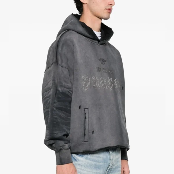 Grey Washed Oversized Layered Pullover Hoodie Grey Washed Oversized Layered Pullover Hoodie