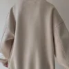 Beige Oversized V Neck Air Layer Sweatshirt