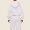 White Oversized Cropped Zip Up Hoodie Tracksuit