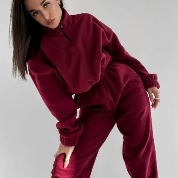 Burgundy Fleece Half Zip Oversized Tracksuit Burgundy Fleece Half Zip Oversized Tracksuit