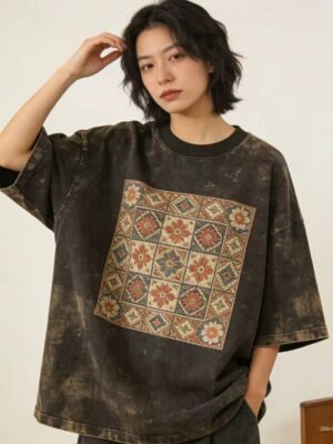 Vintage Washed Floral Print Oversized T-Shirt