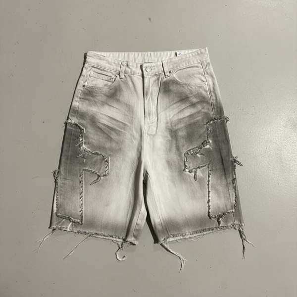 Black Washed Distressed Frayed Denim Jorts Black Washed Distressed Frayed Denim Jorts