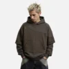 Washed Brown Deconstructed Layered Hoodie