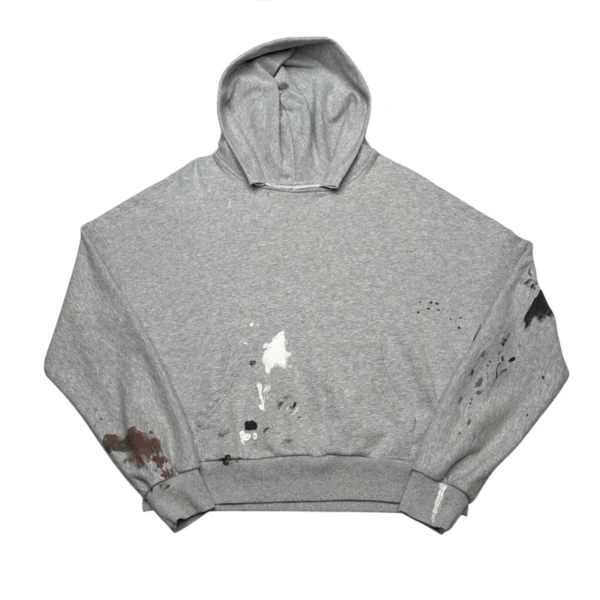 Grey Oversized Paint-Splatter Pullover Hoodie Grey Oversized Paint-Splatter Pullover Hoodie
