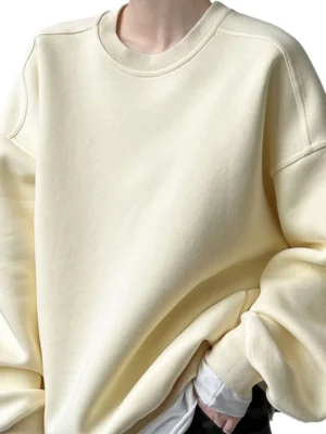 Cream Oversized Air Layer Crewneck Sweatshirt