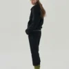 Black Henley Button-Front Oversized Hoodie Black Henley Button-Front Oversized Hoodie