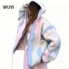 Pastel Wavy Color Block Zip-Up Hoodie