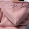 Baby Pink Oversized Bow Detail Zip Up Hoodie
