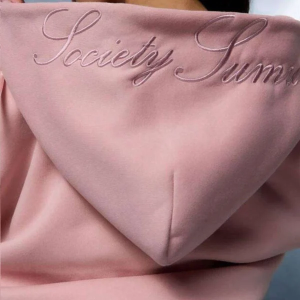Baby Pink Oversized Bow Detail Zip Up Hoodie
