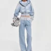Light Blue Gradient Acid Wash Cropped Tracksuit