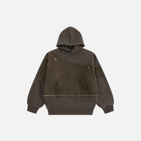 Washed Brown Deconstructed Layered Hoodie