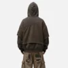 Washed Brown Deconstructed Layered Hoodie