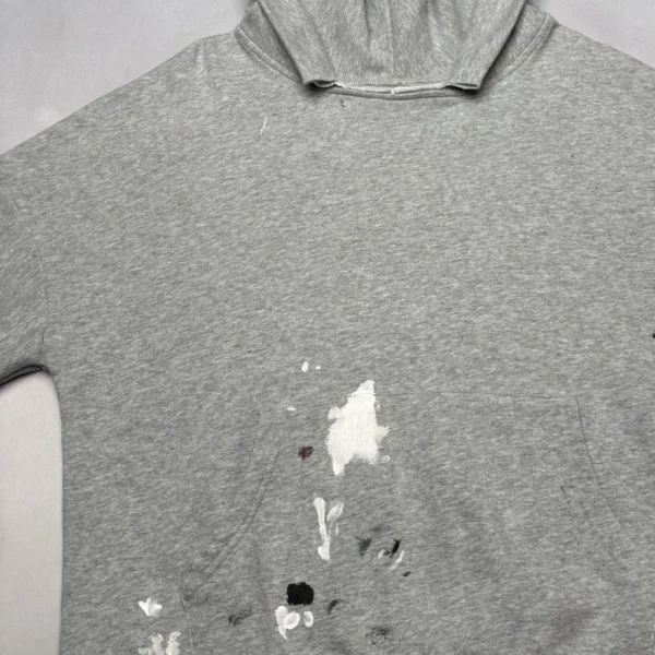 Grey Oversized Paint-Splatter Pullover Hoodie Grey Oversized Paint-Splatter Pullover Hoodie