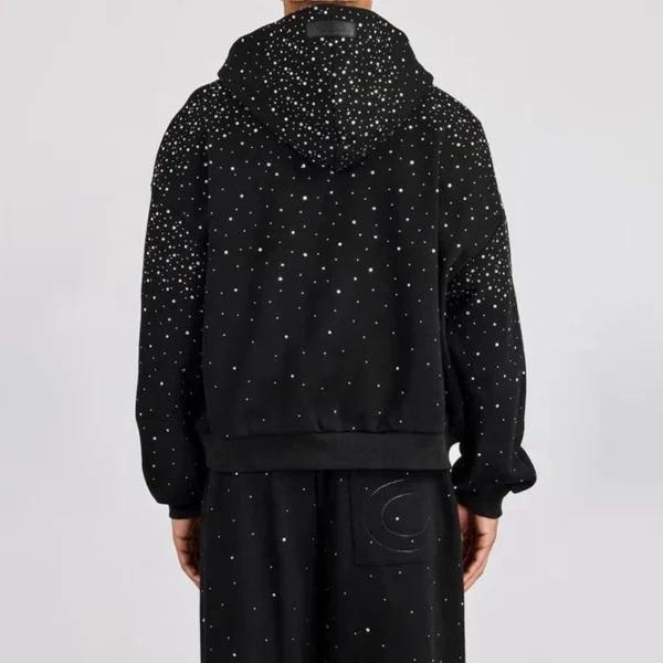 Mens Rhinestone Zip Up Hoodie Tracksuit Set Mens Rhinestone Zip Up Hoodie Tracksuit Set