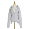 Heather Gray Corset-Style Cinched Waist Hoodie