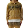 Mustard Rhinestone Washed Zip-Up Hoodie Set