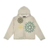 Beige Studded Floral Zip-Up Hoodie Beige Studded Floral Zip-Up Hoodie