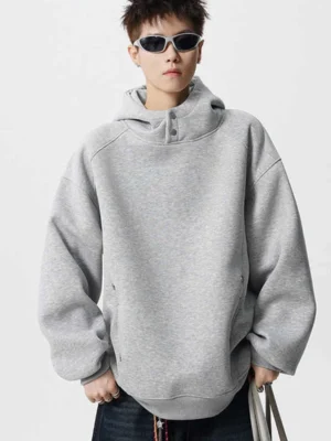 Blue Black Acid Wash Oversized Zip Up Hoodie Tracksuit