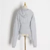 Heather Gray Corset-Style Cinched Waist Hoodie