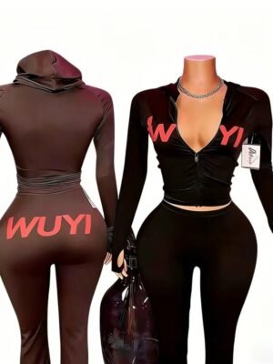 Fitted Zip-Up Hoodie Leggings Tracksuit