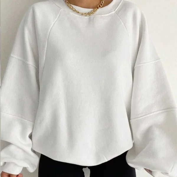 White Oversized Raglan Sleeve Cropped Sweatshirt