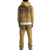 Mustard Rhinestone Washed Zip-Up Hoodie Set