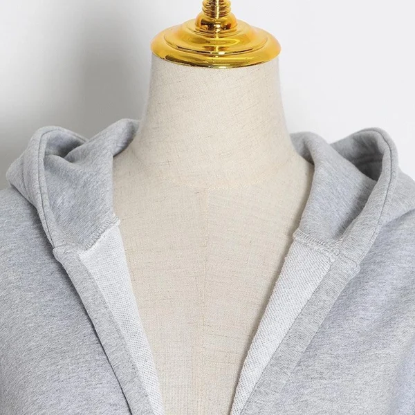 Heather Gray Corset-Style Cinched Waist Hoodie