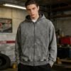Vintage Washed Distressed Zip Up Hoodie