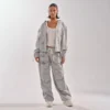 Heather Gray Drawstring-Waist Cropped Zip-Up Hoodie Heather Gray Drawstring-Waist Cropped Zip-Up Hoodie