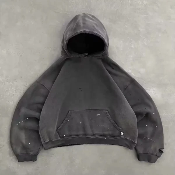Dark Grey Washed Distressed Oversized Hoodie Dark Grey Washed Distressed Oversized Hoodie