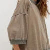 Mocha Washed Exposed-Seam Oversized Sweatshirt