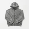 Vintage Washed Distressed Zip Up Hoodie