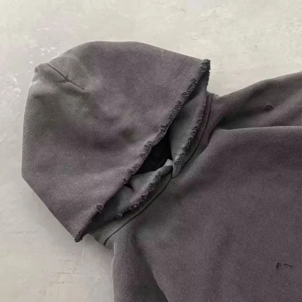 Dark Grey Washed Distressed Oversized Hoodie Dark Grey Washed Distressed Oversized Hoodie