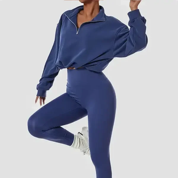 Womens Half Zip Cropped Sweatshirt Womens Half Zip Cropped Sweatshirt