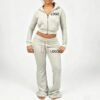 Cropped Zip-Up Hoodie Flared Pants Tracksuit
