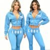 Multi Color Custom Logo Acid Wash Cropped Tracksuit Multi Color Custom Logo Acid Wash Cropped Tracksuit