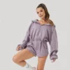 Lavender Oversized Zip Up Hoodie Romper