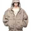 Brown Extreme Distressed Oversized Zip-Up Hoodie Brown Extreme Distressed Oversized Zip-Up Hoodie