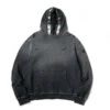 Black Distressed Jewel-Embellished Hoodie Black Distressed Jewel-Embellished Hoodie